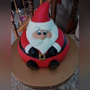 Vintage Ceramic Roly Poly Santa Claus Christmas Candy Dish, Red/White,Appr. 4.5"